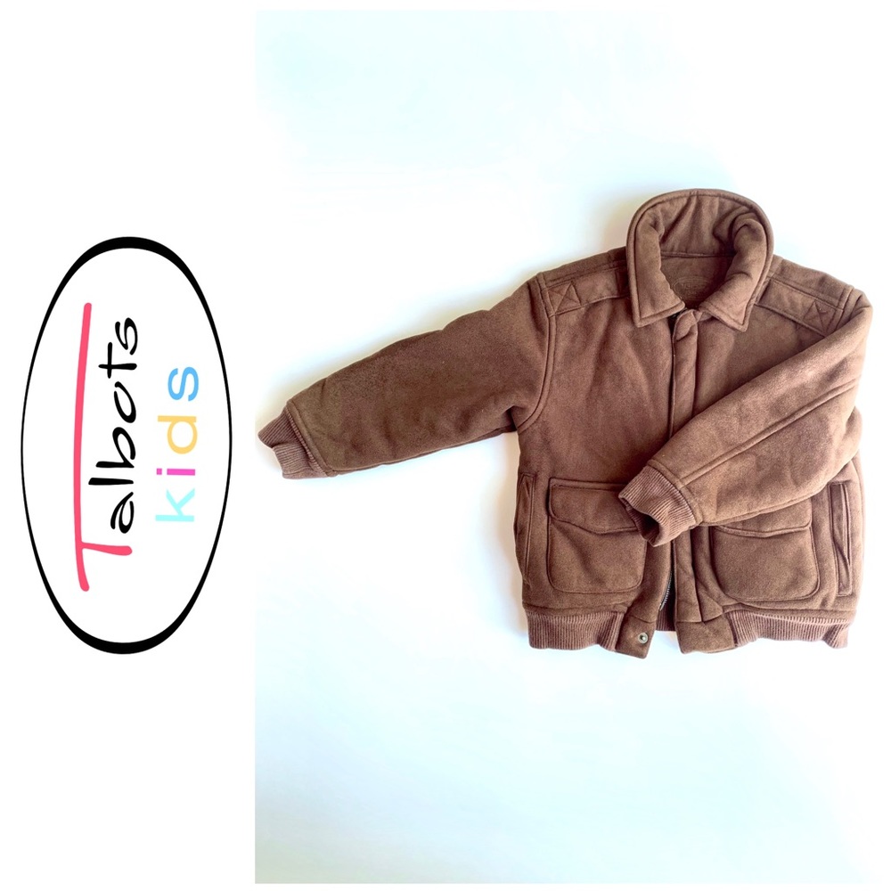 Talbots kids boys brown suede dress coat size 5